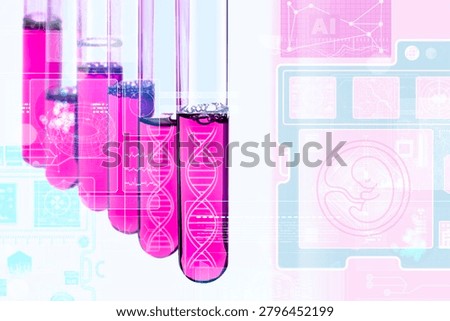 AI Artificial intelligence analyzing embryo development in laboratory, IVF, reproductive medicine and genetic research concept with digital interface and biotechnology visualization