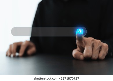 Ai or artificial intelligence chat program or software. knowledge and learning solution by genius automation programming. Smart search via cyberspace network, data and information system technology