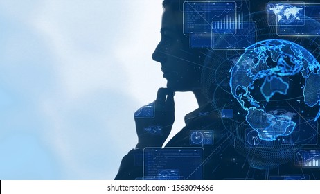 AI (Artificial Intelligence) concept. Communication network.