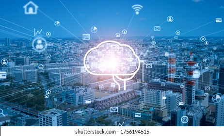 AI (Artificial Intelligence) concept. Communication network. - Shutterstock ID 1756194515