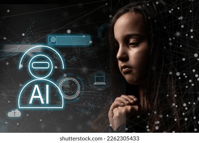 AI (Artificial Intelligence) concept. Communication network.