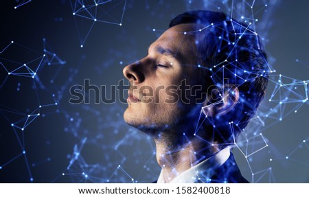 AI (Artificial Intelligence) concept. Communication network.
