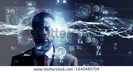 AI (Artificial Intelligence) concept. Communication network.