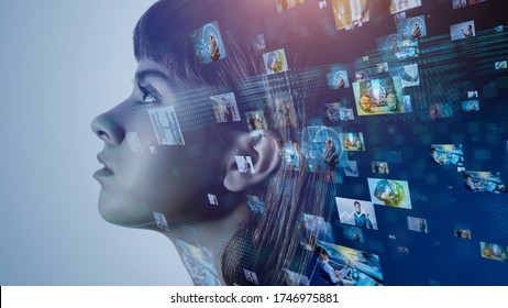 AI (Artificial Intelligence) concept. Contents concept. Social networking service. Streaming video. communication network. - Shutterstock ID 1746975881