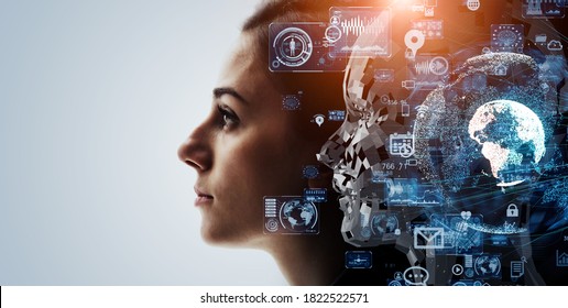 AI (Artificial Intelligence) concept. Deep learning. Machine learning. Singularity. - Shutterstock ID 1822522571