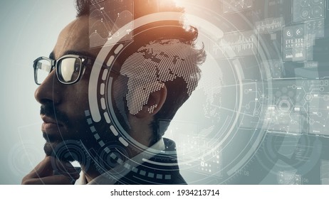 AI (Artificial Intelligence) concept. Deep learning. GUI (Graphical User Interface).