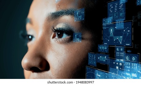 AI (Artificial Intelligence) concept. Deep learning. GUI (Graphical User Interface).