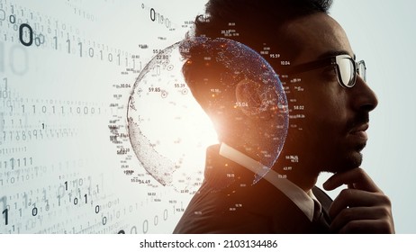 AI (Artificial Intelligence) concept. Deep learning. Digital transformation.