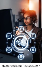 AI (Artificial Intelligence) concept. Deep learning. IoT (Internet of Things). ICT (Information Communication Technology).
