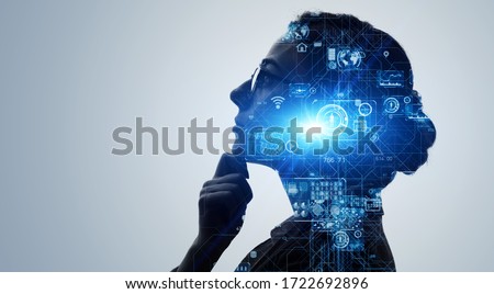 AI (Artificial Intelligence) concept. Deep learning. GUI (Graphical User Interface).