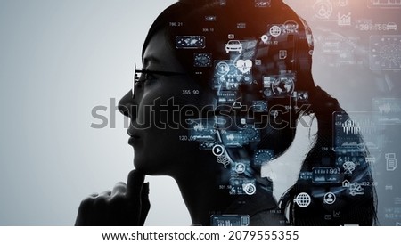 AI (Artificial Intelligence) concept. Deep learning. Digital transformation.