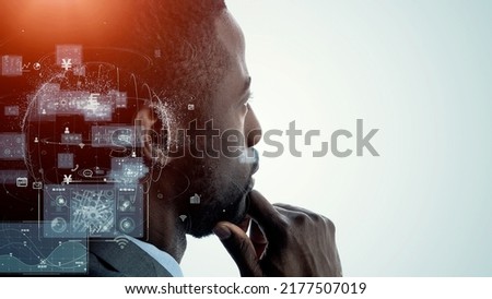 AI (Artificial Intelligence) concept. Deep learning. GUI (Graphical User Interface).