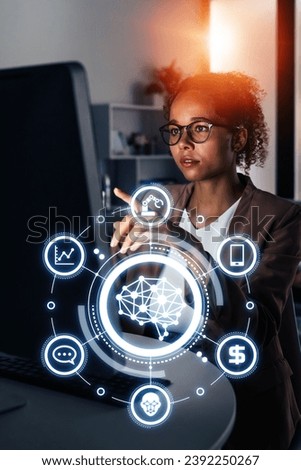 AI (Artificial Intelligence) concept. Deep learning. IoT (Internet of Things). ICT (Information Communication Technology).