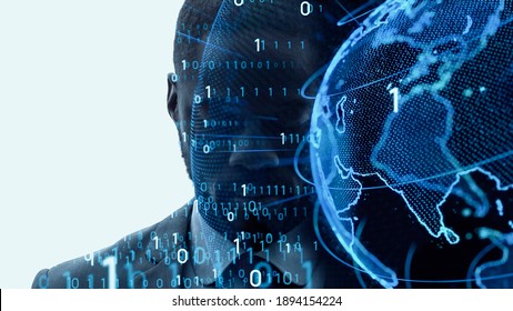 AI (Artificial Intelligence) concept. Global communication network concept. Digital transformation. - Shutterstock ID 1894154224