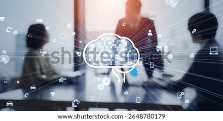 AI (Artificial Intelligence) concept with group of business people meeting in office