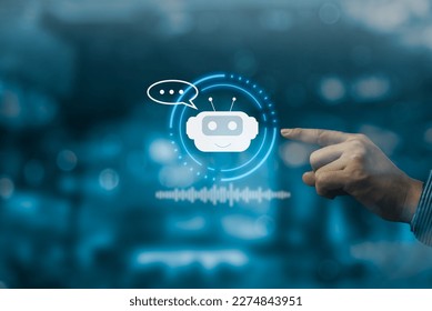 AI Artificial Intelligence and conversational chatbots businesses digital technology interact with applications, including customer service, sales and marketing and big data virtual screen.