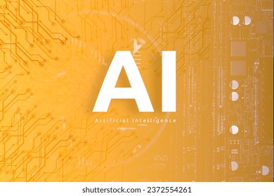 AI Artificial intelligence with electric connections in the background