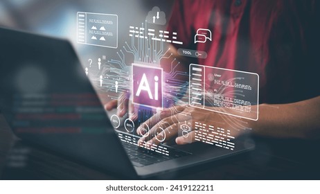 AI artificial intelligence Innovation changes the world With the most advanced technology Be creative and change. Create something with command with new changes with future technology