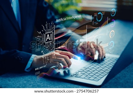 AI growing. Exploring Artificial Intelligence Innovations Virtual Workspace Digital Technology Modern Office Close-Up View Future Concepts for Enhanced Productivity