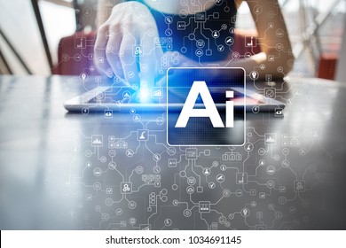 AI, Artificial intelligence, machine learning, neural networks and modern technologies concepts. IOT and automation.