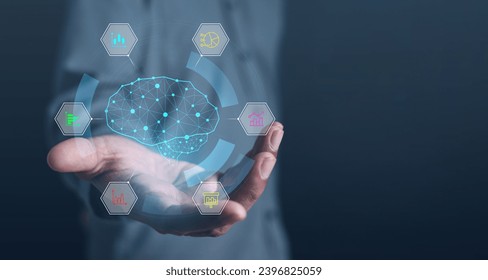 ai, artificial intelligence, intelligence, network, circuit, innovation, processor, technology, learning, system. hold AI HUD for show future technology. artificial intelligence is useful in life.