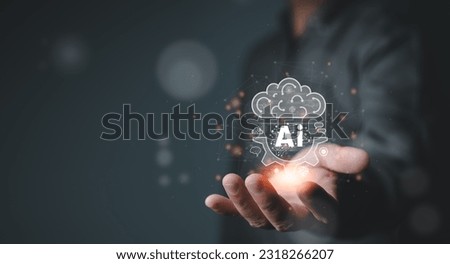 AI, Artificial Intelligence, Smart internet cloud robot chatting system to generates something by enter command prompt. Futuristic technology transformation. Chatbot, Assistant help to solve solution.