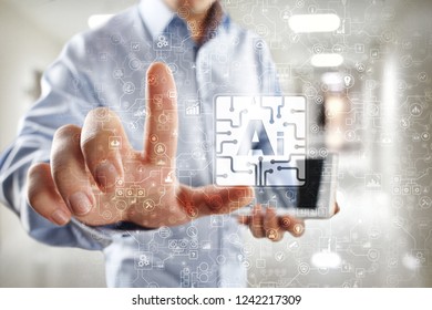 AI - Artificial intelligence, Smart technology and innovation in industry business and life concept on virtual screen.