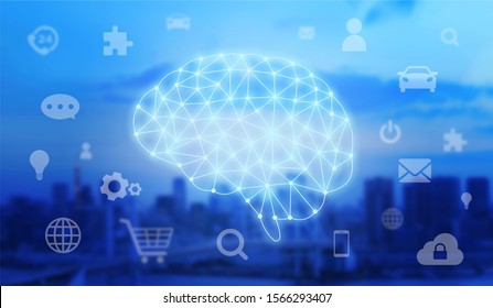 AI artificial intelligence technology brain and city