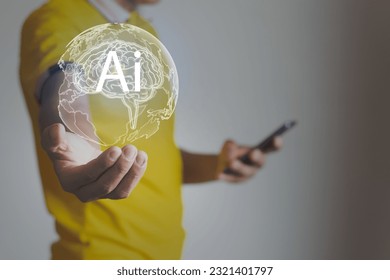 Ai artificial intelligence technology future business software development and synchronization wireless network connection