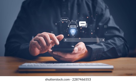 AI, Artificial Intelligence, technology smart robot AI, artificial intelligence by enter command prompt for generates something, Futuristic technology transformation, Chatbot, assistant, secretary. - Shutterstock ID 2287466553