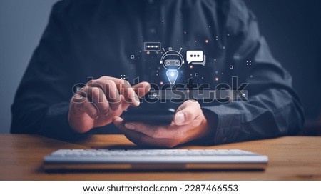 AI, Artificial Intelligence, technology smart robot AI, artificial intelligence by enter command prompt for generates something, Futuristic technology transformation, Chatbot, assistant, secretary.