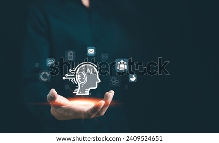 Ai, Artificial intelligence technology. Smart robot ai. Secretary to search information and command system. Modern tools for analyzing business data. Convenience tools. Future technology. Chatbot