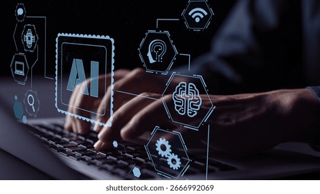 AI Assistant Brain Processor with LLM Technology, Big Data, Machine Learning, Generative AI for Business Support, Future Agentic AI Technology and Artificial Intelligence Prompt Engineering. Thunk