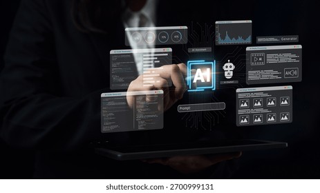 AI assistant dashboard for code, media, and image generation with performance analytics and chatbot modules Parse