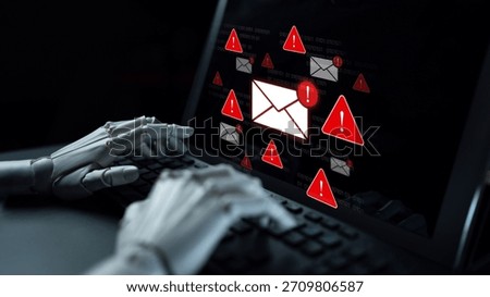 An AI assistant provides a real-time security warning for email threats. The automated system detects a potential phishing attack or malware, protecting communication and data. Parse