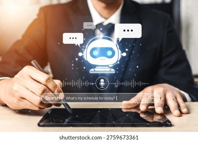 AI assistant with voice chat interface, combining smart chatbot, voice command, and AI-powered control search tools. Agentic AI assistant helps users search and chat naturally. Spline