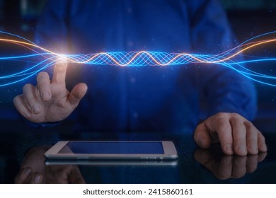 AI for big data analysis. Machine learning and deep learning technology. Data scientist working on data model. Automation, innovation, finance, business analytics, artificial intelligence.