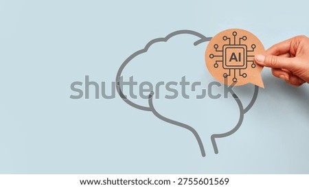 AI Brain Concept, Artificial Intelligence Thinking and Neural Network Visualization