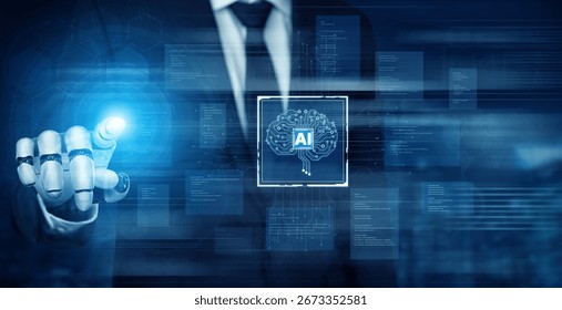 AI brain processes big data with generative AI, LLMs, and machine learning to support business decisions, prompt engineering, and future agentic artificial intelligence systems. spline