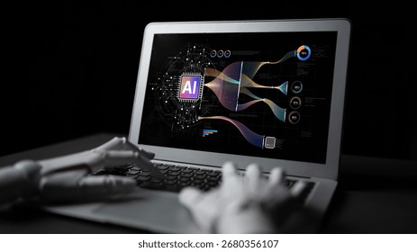 AI brain processes big data with generative AI, LLMs, and machine learning to support business decisions, prompt engineering, and future agentic artificial intelligence systems. spline