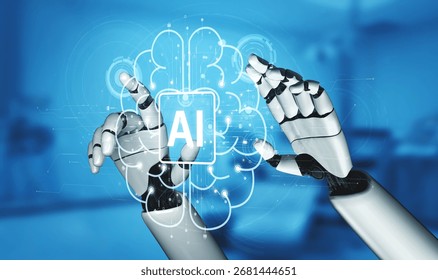 AI brain processes big data with generative AI, LLMs, and machine learning to support business decisions, prompt engineering, and future agentic artificial intelligence systems. spline