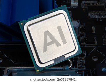 AI Central Processing Unit, A close up view of a computer AI central processing unit CPU, Artificial Intelligence