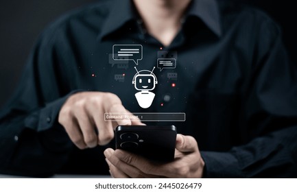 AI, Chatbot artificial intelligence technology concept. Artificial intelligence technology will automatically reply to messages. Using the command prompt to generate whatever you want.