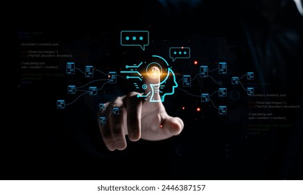 AI, Chatbot artificial intelligence technology concept. Artificial intelligence technology will automatically reply to messages. Using the command prompt to generate whatever you want.