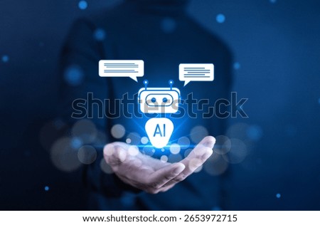AI Chatbot Assistant or Artificial Intelligence Technology Digital Chatbot Access to Artificial Intelligence Technology in Online Networks Holographic Robot Application 