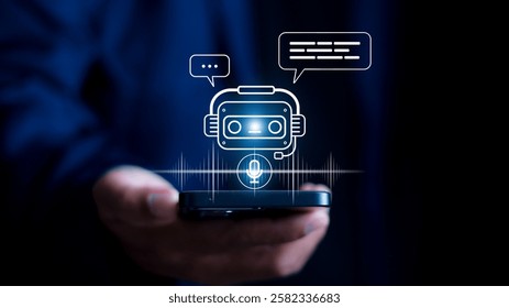AI Chatbot intelligent digital customer service application concept, Artificial intelligence technology automatically responds to online messages to help customers instantly. - Powered by Shutterstock - Get 15% off with code: PIKWIZARD15