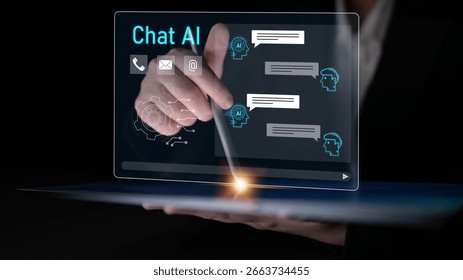 AI chatbot interface facilitates communication, chatbot, and AI interaction for automated user support and information exchange Latch