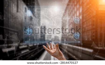 AI chatbot interface facilitates communication, chatbot, and AI interaction for automated user support and information exchange Vouch