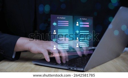 AI Chatbot Interface with Smart Digital Conversation.A modern AI chatbot interface with glowing chat bubbles and smart reply features. Perfect for illustrating artificial intelligence.
