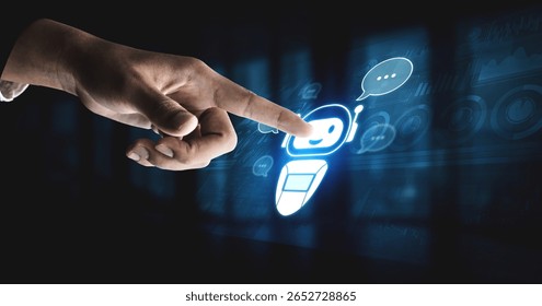 AI chatbot virtual assistant interacting with users through AI conversation bubbles, symbolizing AI automation, smart communication, and AI digital artificial intelligence help support Vouch